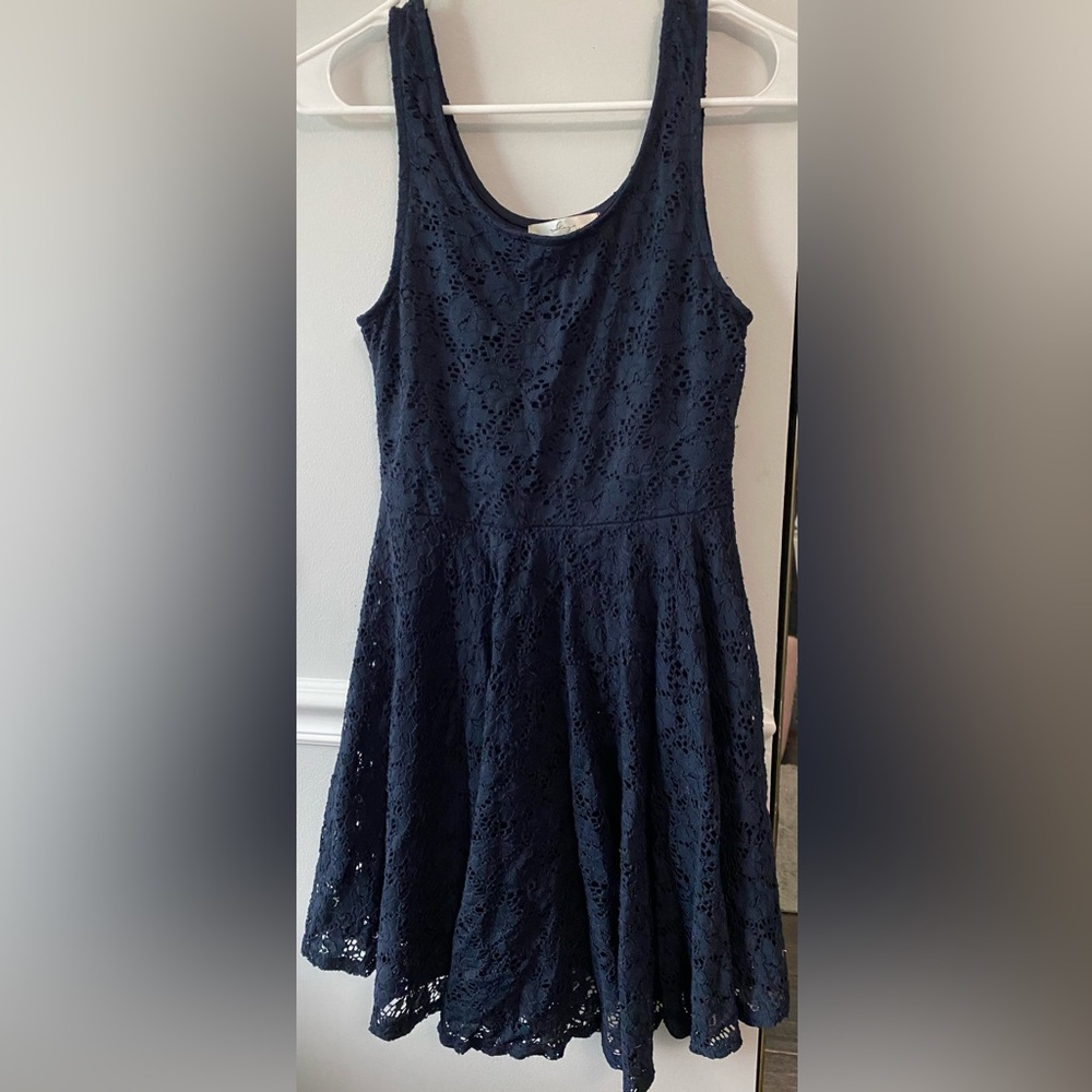 Gaze Blue Fit and Flare Sleeveless Dress